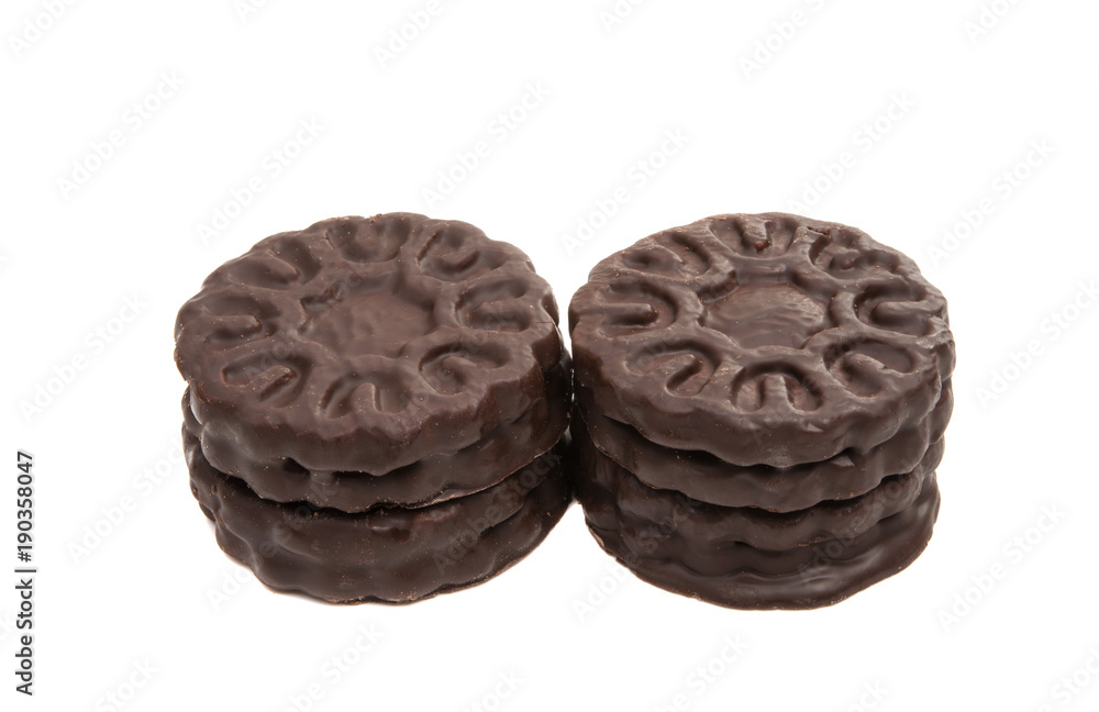 double biscuits in a chocolate glaze isolated double biscuits in a chocolate glaze isolated