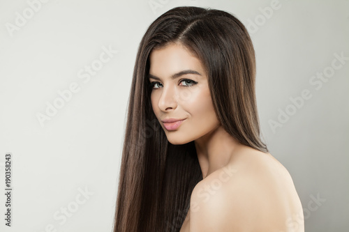Young Healthy Woman Face. Beautiful Model Close Up Studio Portrait