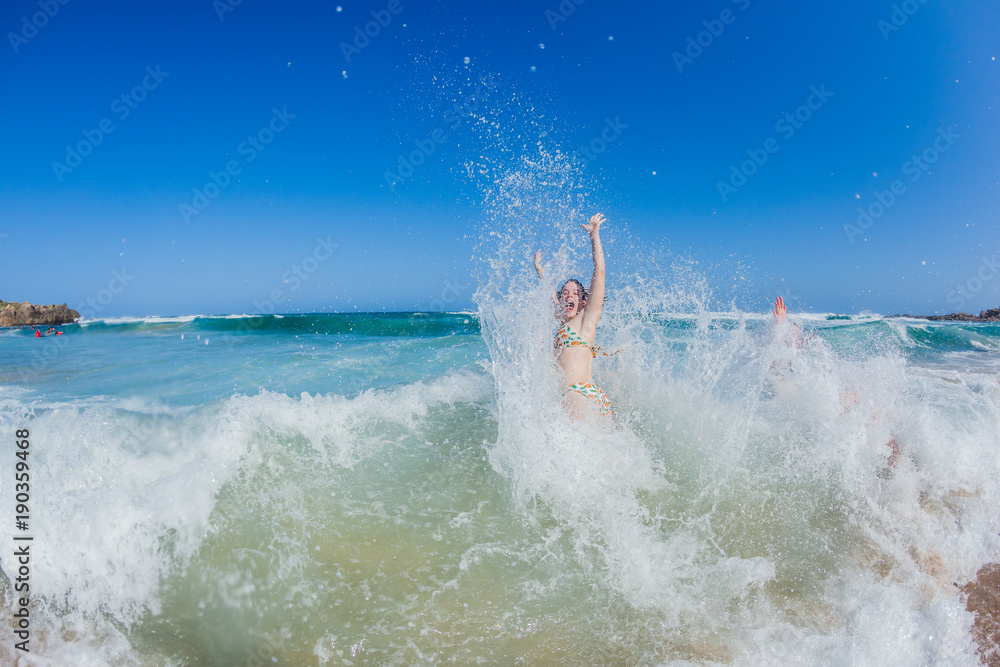 Teenager Girl Beach Ocean Swim