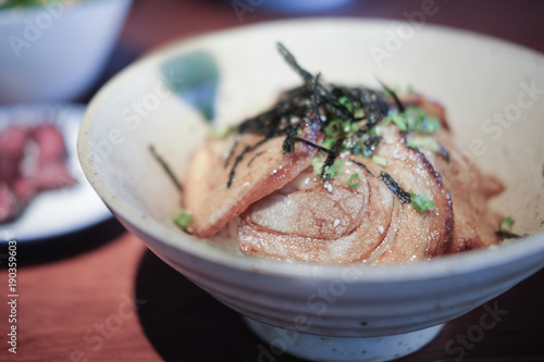 A bowl of pork rice photo