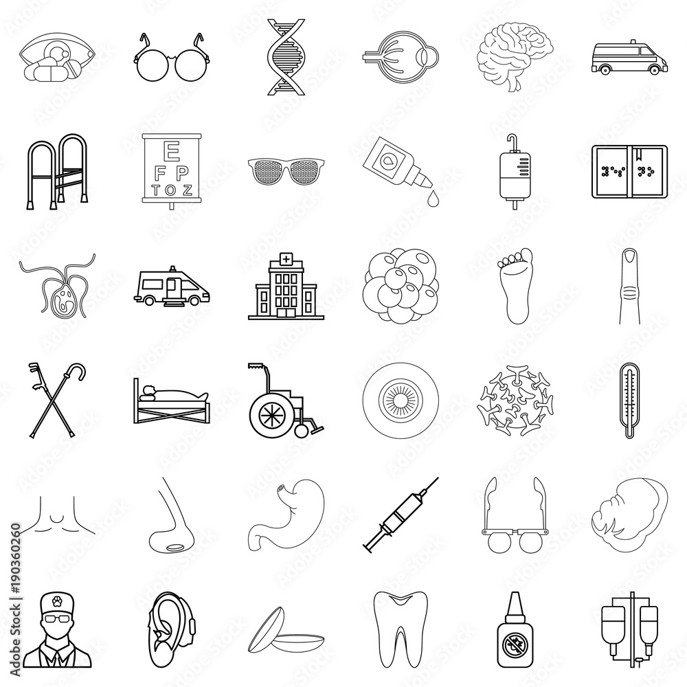 Service health icons set, outline style Service health icons set, outline style