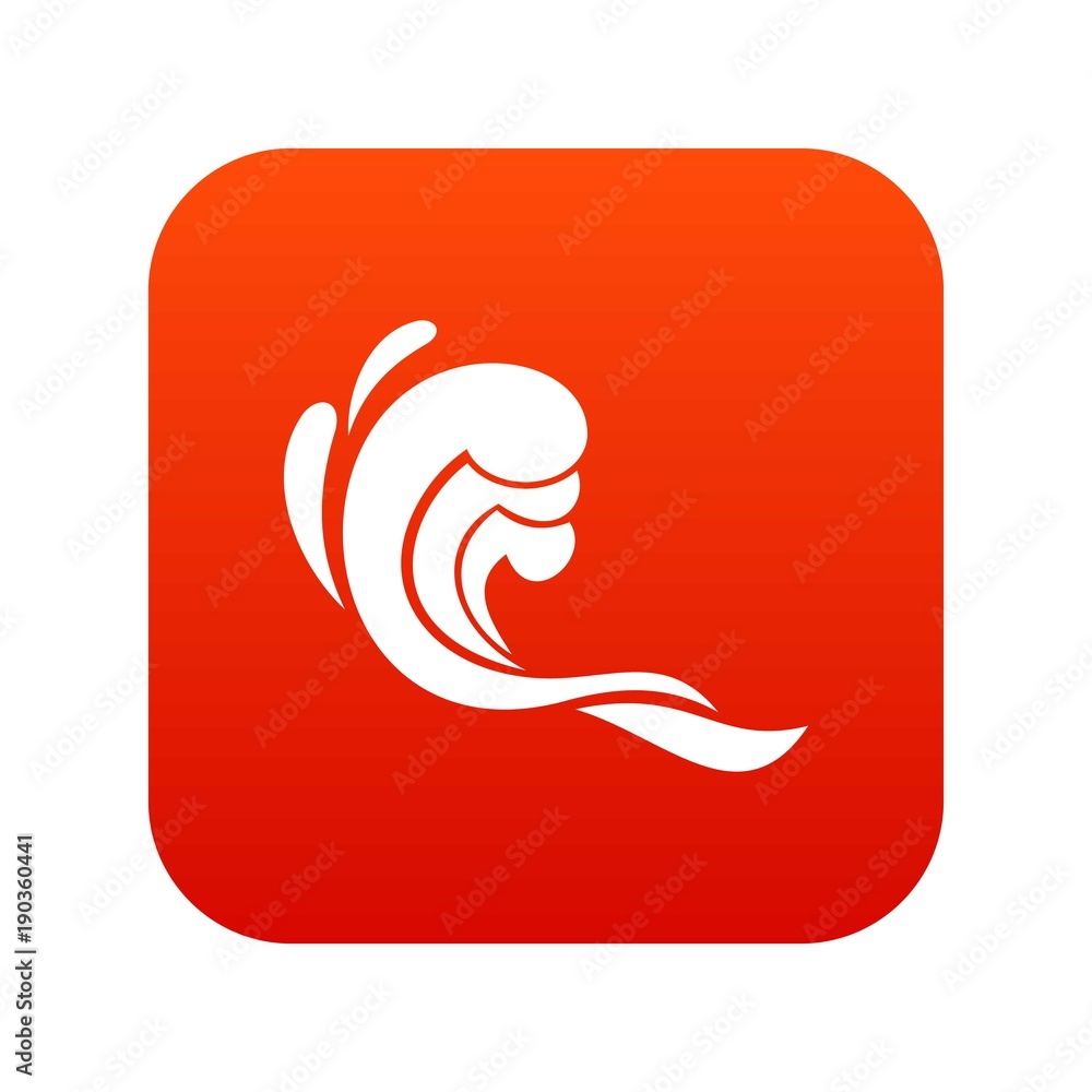 Water wave icon digital red