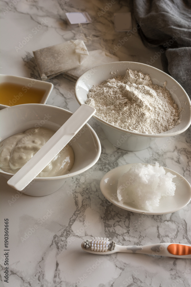 Homemade toothpaste, made with white clay.