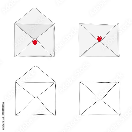 Valentine's day illustration. Receiving or sending love emails and sms for valentines day, long distance relationship. Flat design, vector illustration