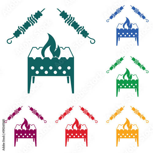 Brazier grill with kebab icon