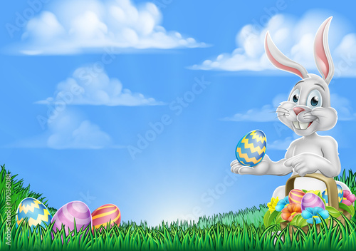 Easter Bunny Rabbit Egg Hunt Background