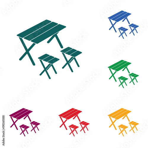 Camping table and stool icon