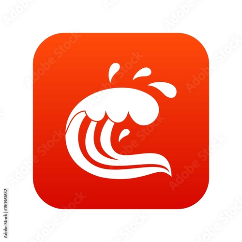 Water wave splash icon digital red