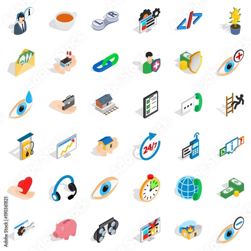 Medical intervention icons set, isometric style
