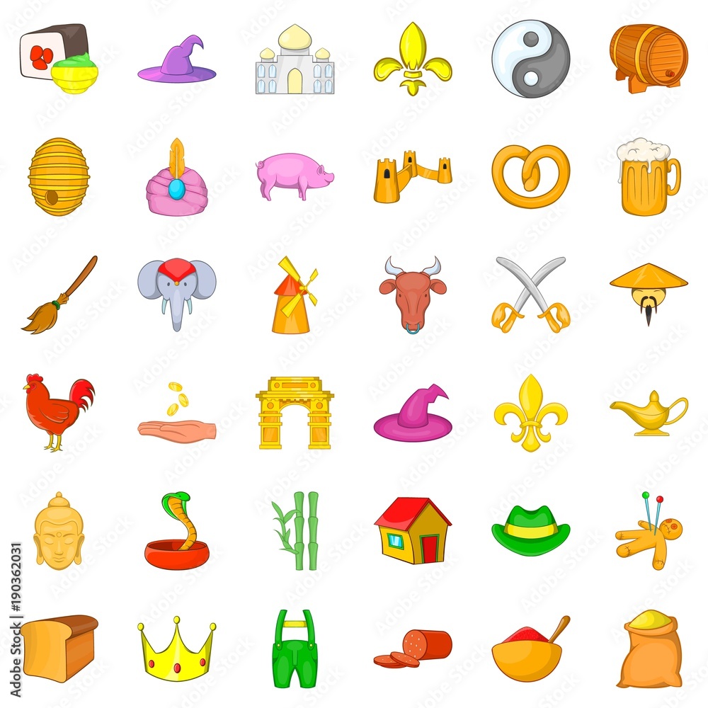Medieval icons set, cartoon style Medieval icons set, cartoon style