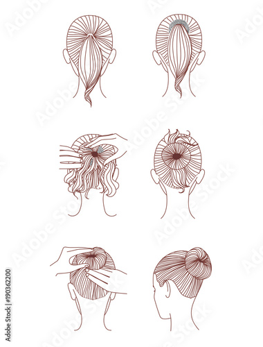Girl doing up do hairstyle for long hair.