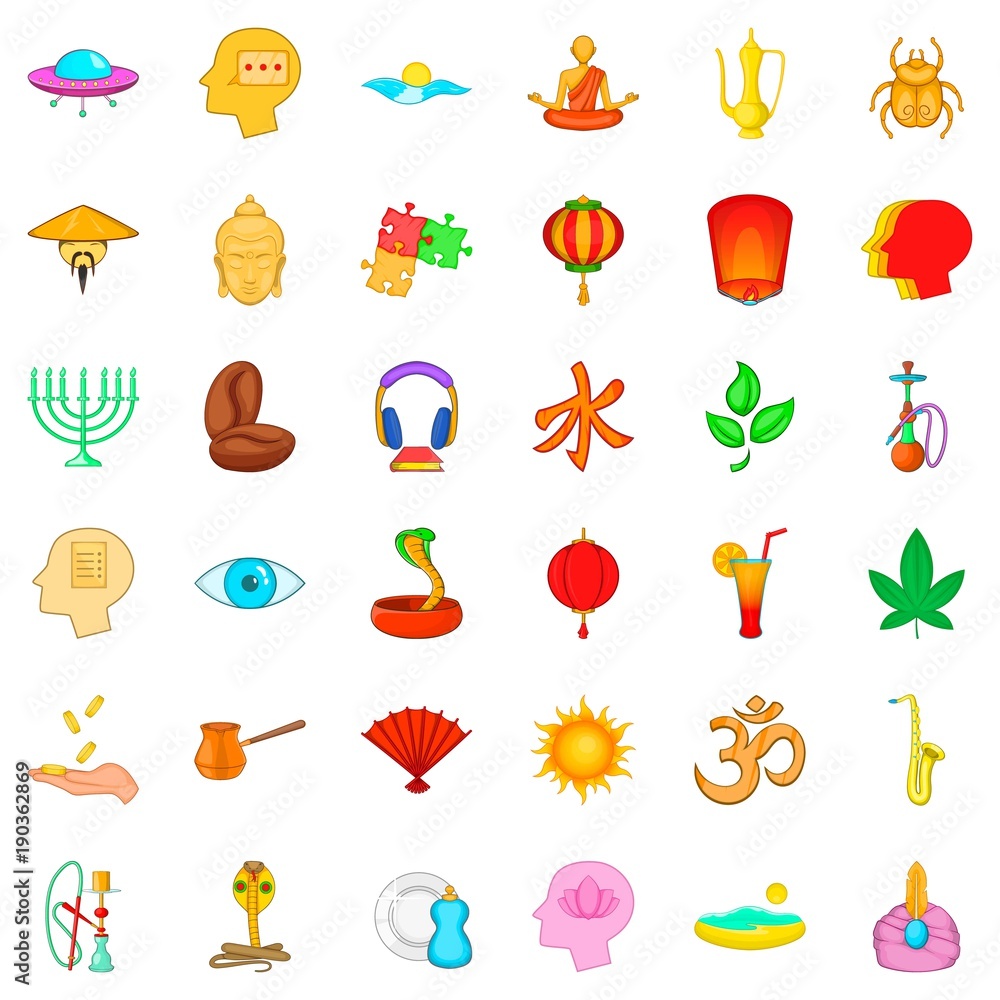 Reflection icons set, cartoon style Reflection icons set, cartoon style