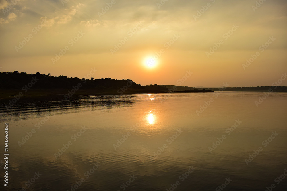 Sunset at Sharawathi Backwater, Sagara, karnataka, India
