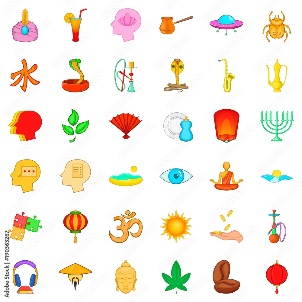 Afterthought icons set, cartoon style Afterthought icons set, cartoon style