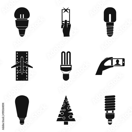 Shine icons set, simple style