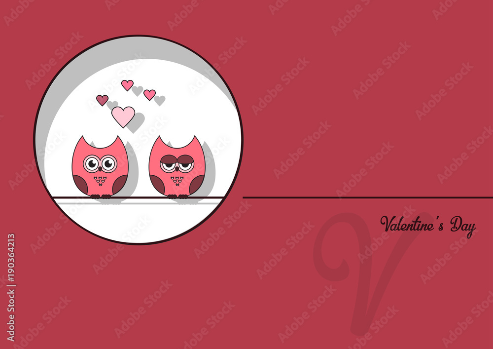 love Invitation card Valentine's day abstract background, paper cut mini heart, cut pink owls, loving owls . Vector illustration. love Invitation card Valentine's day abstract background, paper cut mini heart, cut pink owls, loving owls . Vector illustration.