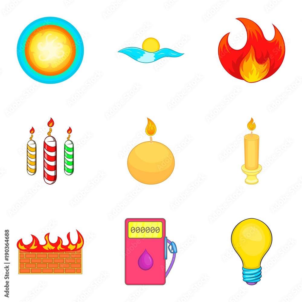 Searchlight icons set, cartoon style Searchlight icons set, cartoon style