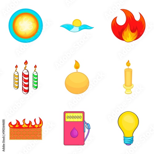 Searchlight icons set, cartoon style