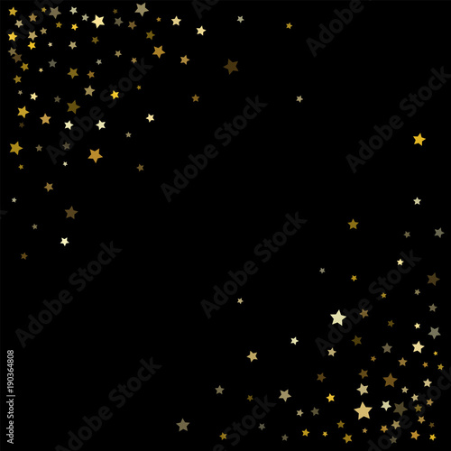 Gold Dust, Sparkles, Premium Star Scatter Vector Background Falling Stars Garland, Frame, Border, Holidays, Christmas, New Year on Black. Firework, Magic Lights, Glitter, Glamour Silver, Gold Dust © graficanto