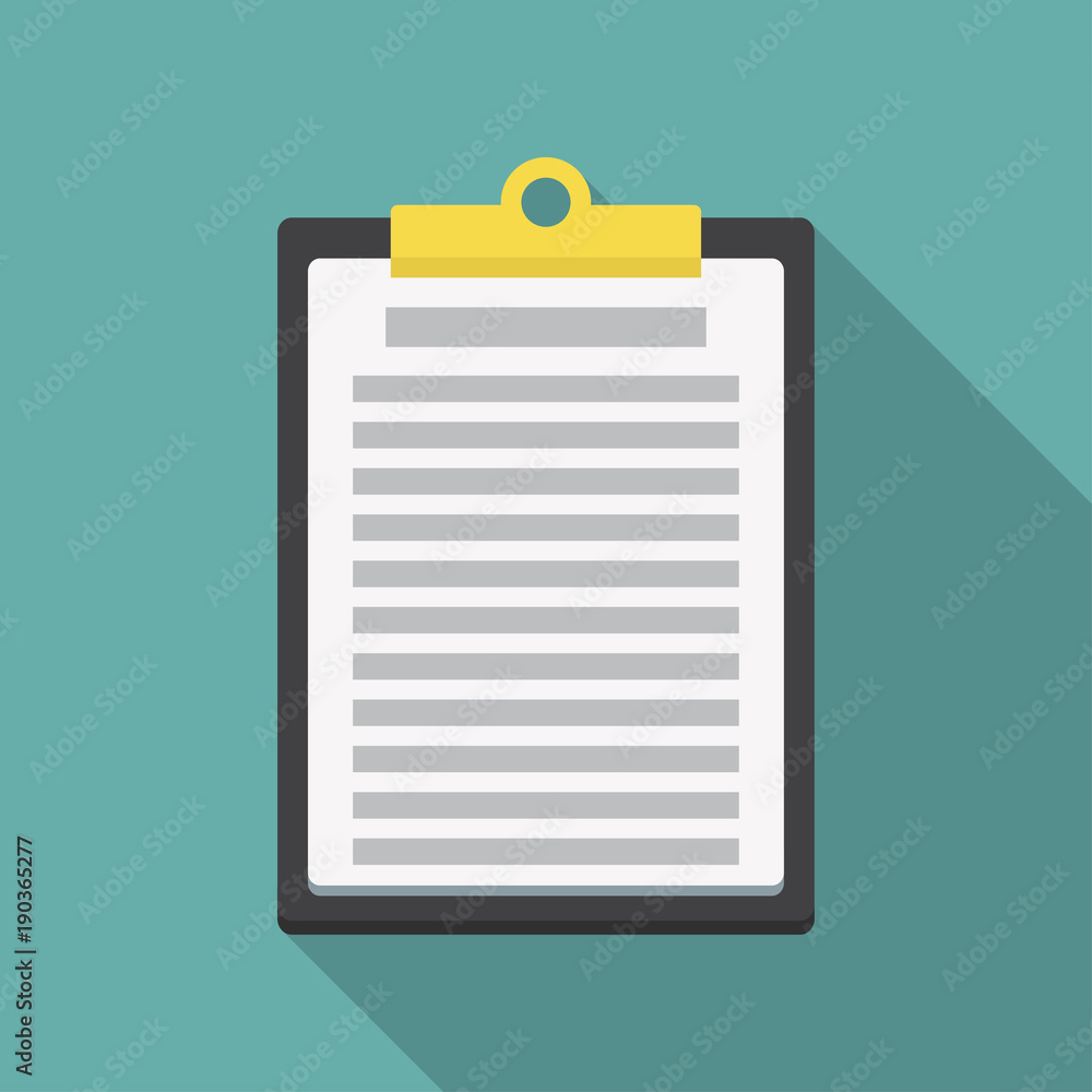 Clipboard with document icon. Flat illustration of clipboard with document icon for web Clipboard with document icon. Flat illustration of clipboard with document icon for web