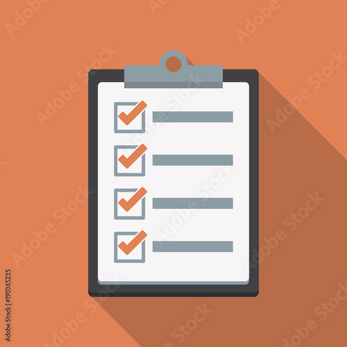 Clipboard with checklist icon. Flat illustration of clipboard with checklist icon for web