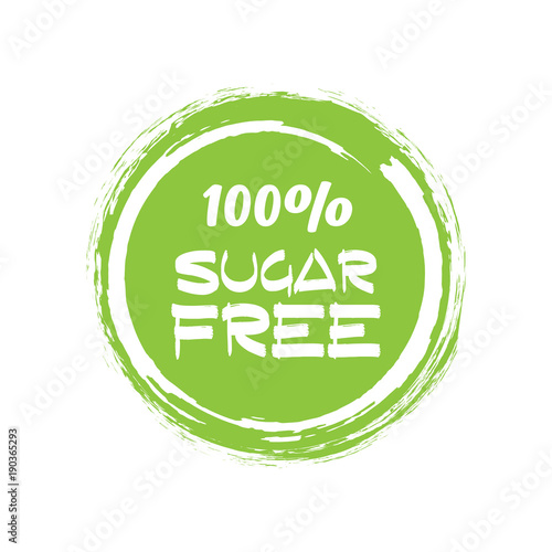 Round green label with text - Sugar free. Vector illustration