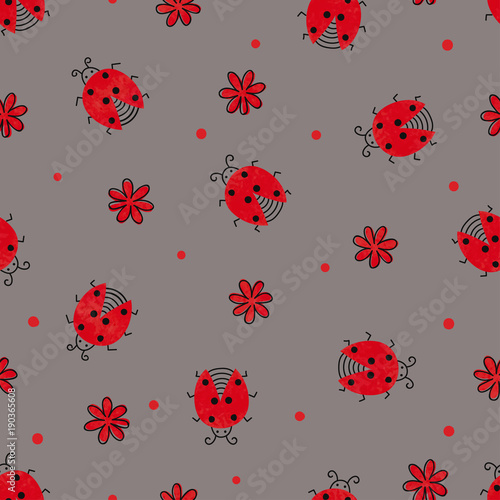 Cute ladybugs seamless patt...