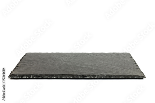 Black rectangular slate board isolated on white background
