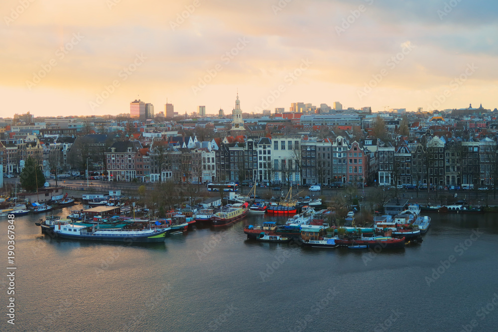 Port Of Amsterdam At Sunset