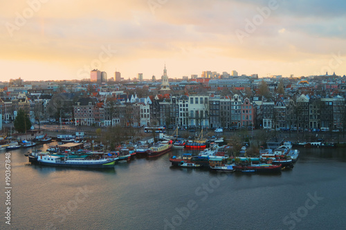 Port Of Amsterdam At Sunset