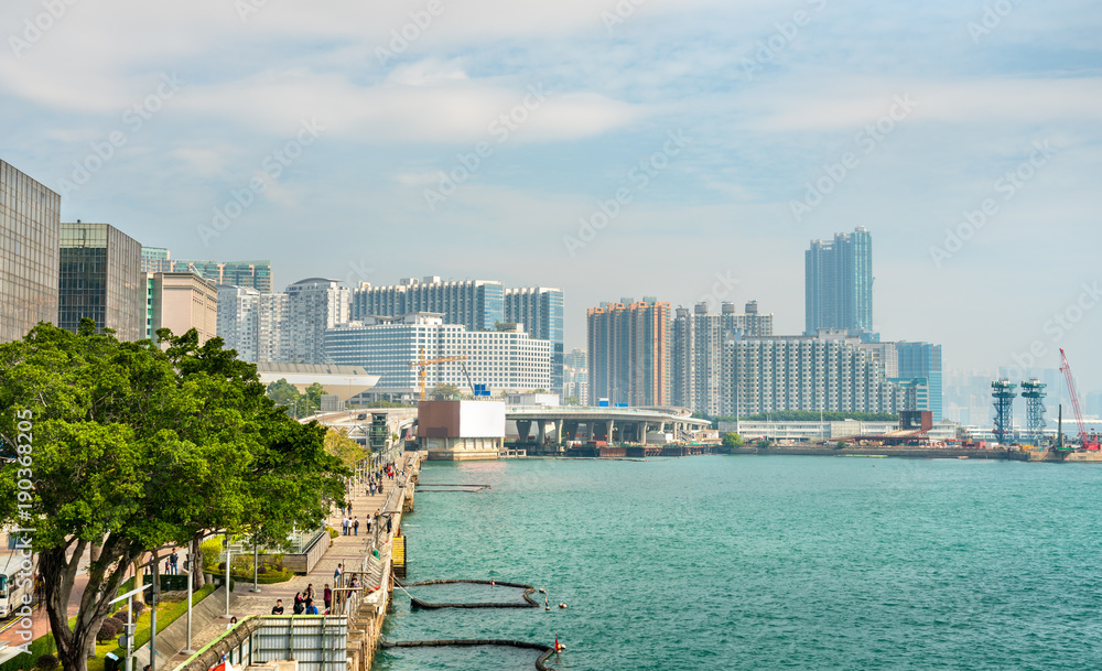 Naklejka premium View along the Tsim Sha Tsui Promenade in Hong Kong
