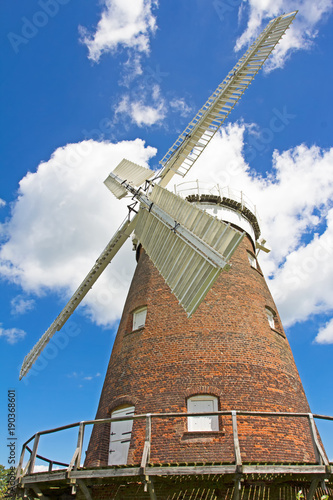 Red brick windmill with rotating top