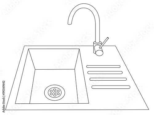 Modern Kitchen worktop with sink vector eps 10