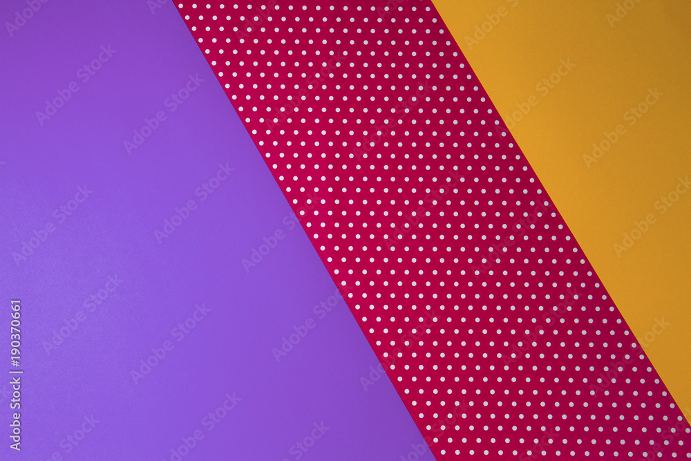 Abstract geometric yellow, purple and polka dot paper background. Abstract geometric yellow, purple and polka dot paper background.