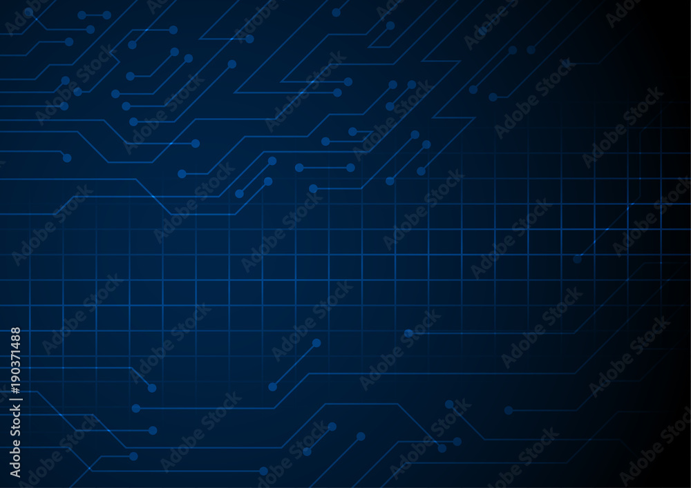 Vector technology theme, Blue circuit lines with square grid in the middle Vector technology theme, Blue circuit lines with square grid in the middle