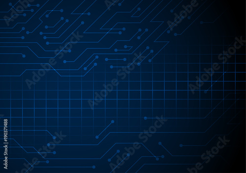 Vector technology theme, Blue circuit lines with square grid in the middle