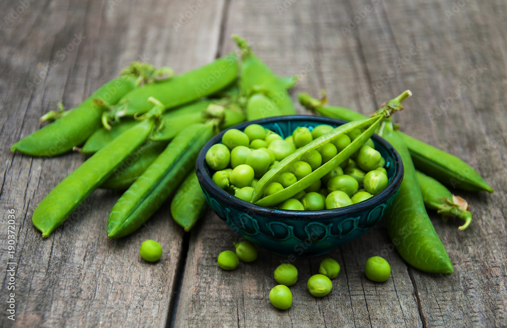 green peas on a table