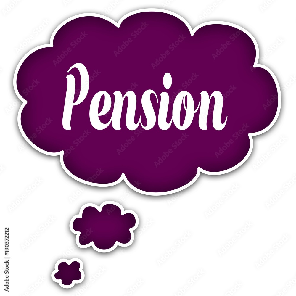 PENSION on magenta thought cloud. PENSION on magenta thought cloud.