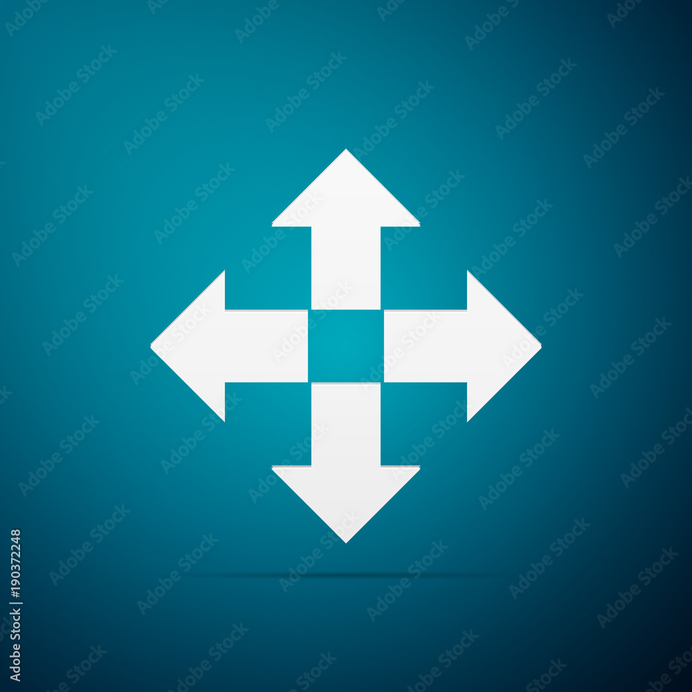 Arrows in four directions icon isolated on blue background. Flat design. Vector Illustration Arrows in four directions icon isolated on blue background. Flat design. Vector Illustration