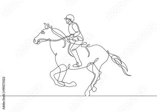 continuous line drawing rider on horseback
