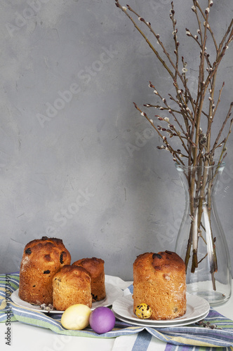 Traditional orthodox christian easter food kulich photo