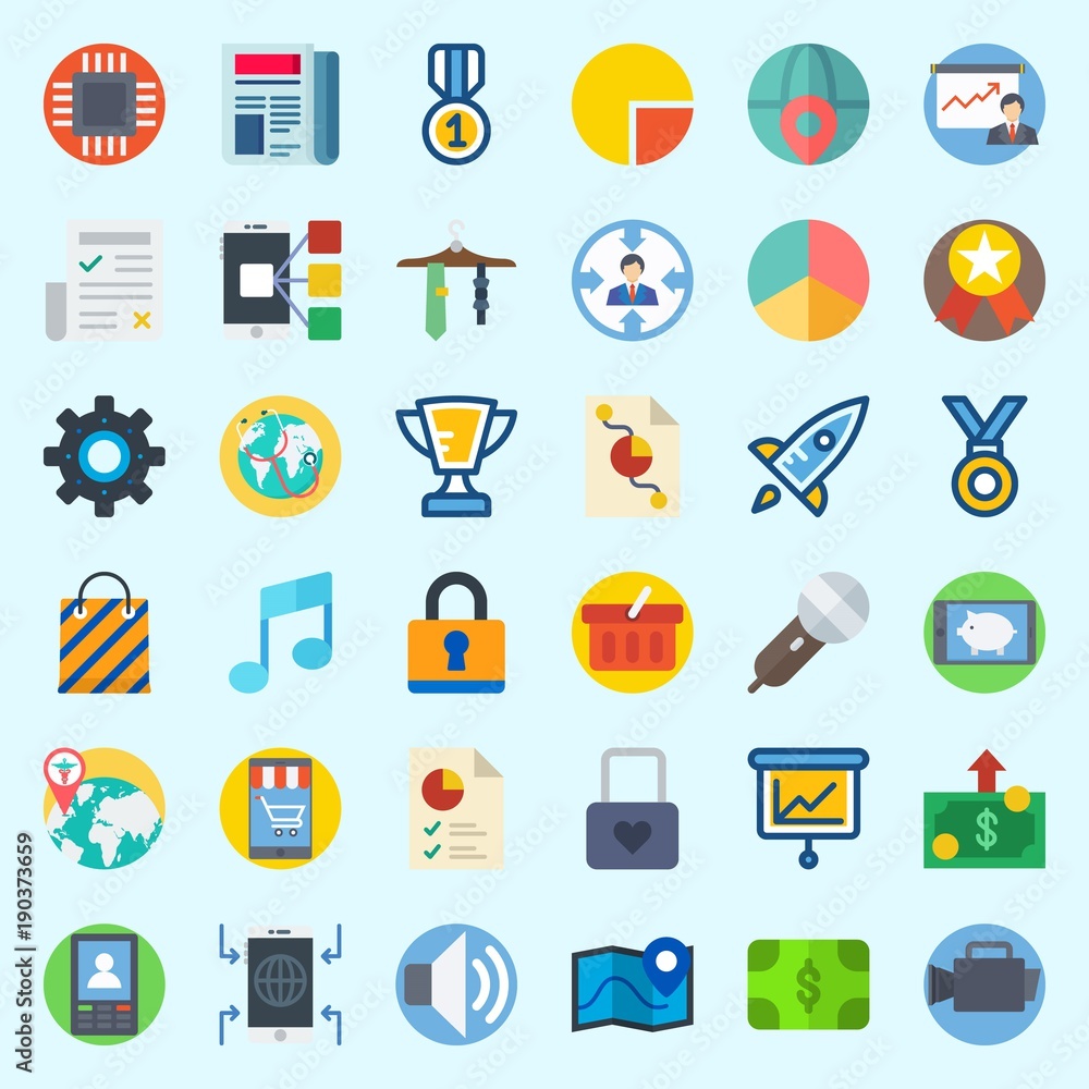 Icons about Digital Marketing with target, microchip, newspaper, presentation, pie chart and smartphone Icons about Digital Marketing with target, microchip, newspaper, presentation, pie chart and smartphone