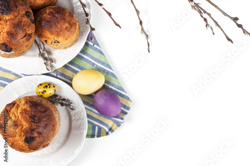 Traditional orthodox christian easter food kulich with raisins photo