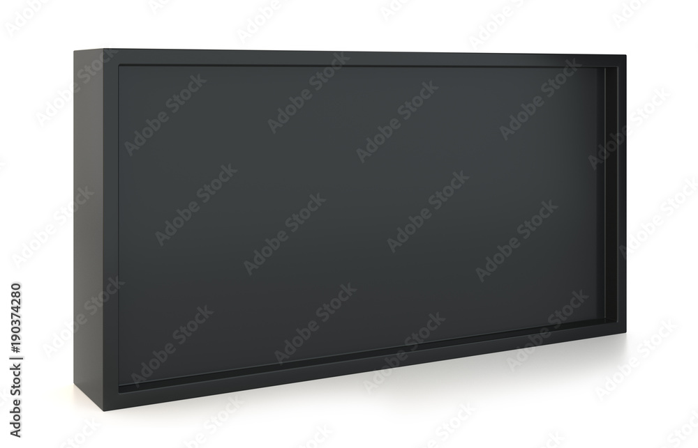 Blank black box in white light studio. 3d rendering. Blank black box in white light studio. 3d rendering.
