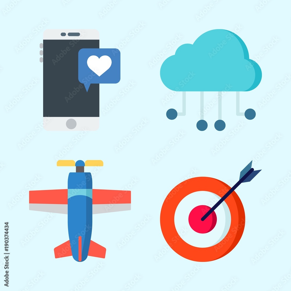 Icons set about Seo with cloud, targeting, plane, cloud computing, smartphone and target Icons set about Seo with cloud, targeting, plane, cloud computing, smartphone and target