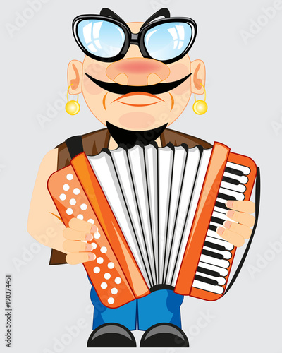 Man plays on accordeon