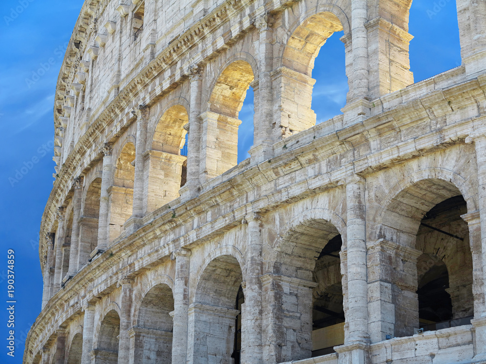 Great Roman Colosseum ( Coliseum, Colosseo ), Flavian Amphitheatre. Rome. Italy.