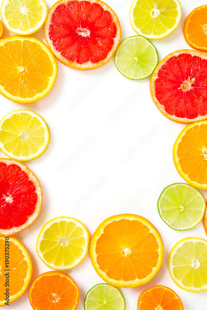 citrus fruit slices isolated on white citrus fruit slices isolated on white
