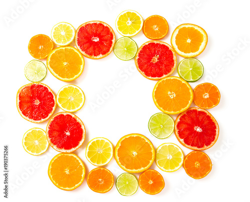 citrus fruit slices isolated on white