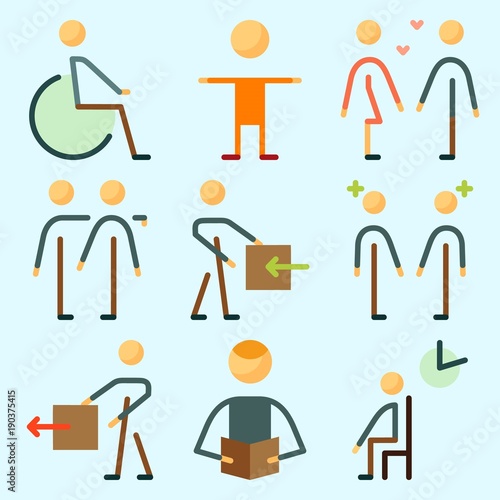 Icons set about Human with child, friends, man, girlfriend, boyfriend  and reader